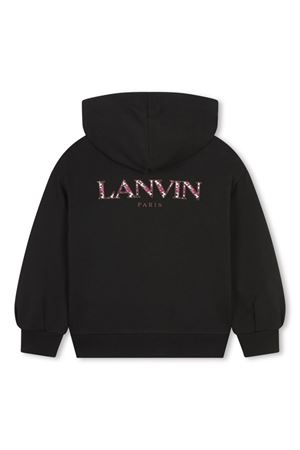 black cotton hoodie LANVIN KIDS | N3010709B